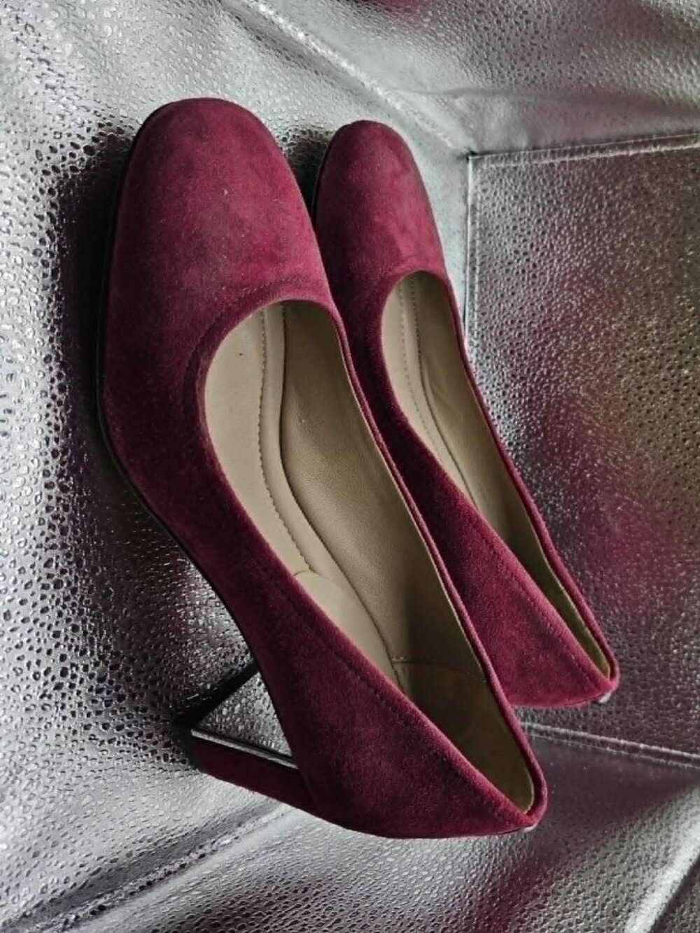 Burgandy Suede Block heel